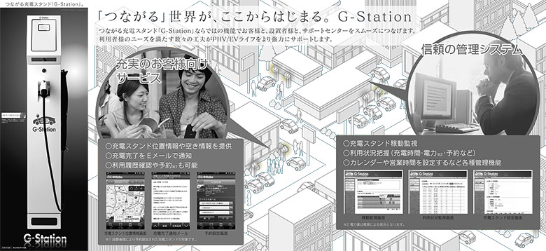 充電スタンド「G-Station」。ユーザーはカードで利用者認証を行う必要があった