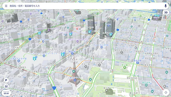 3Dランドマークが搭載されたmoviLinkマップ