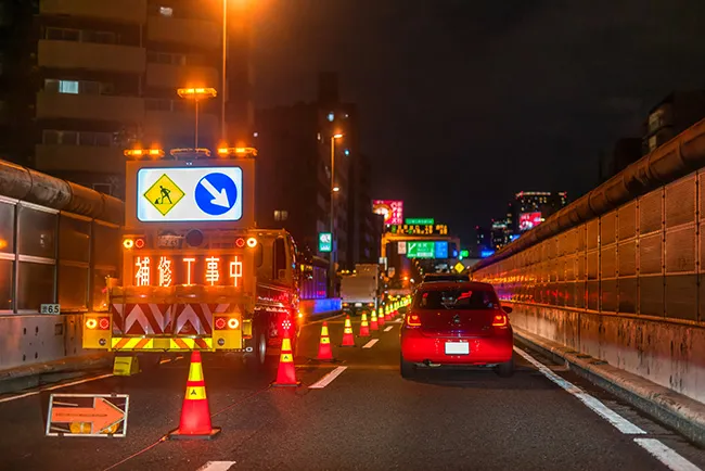 高速道路補修工事伴う工事規制